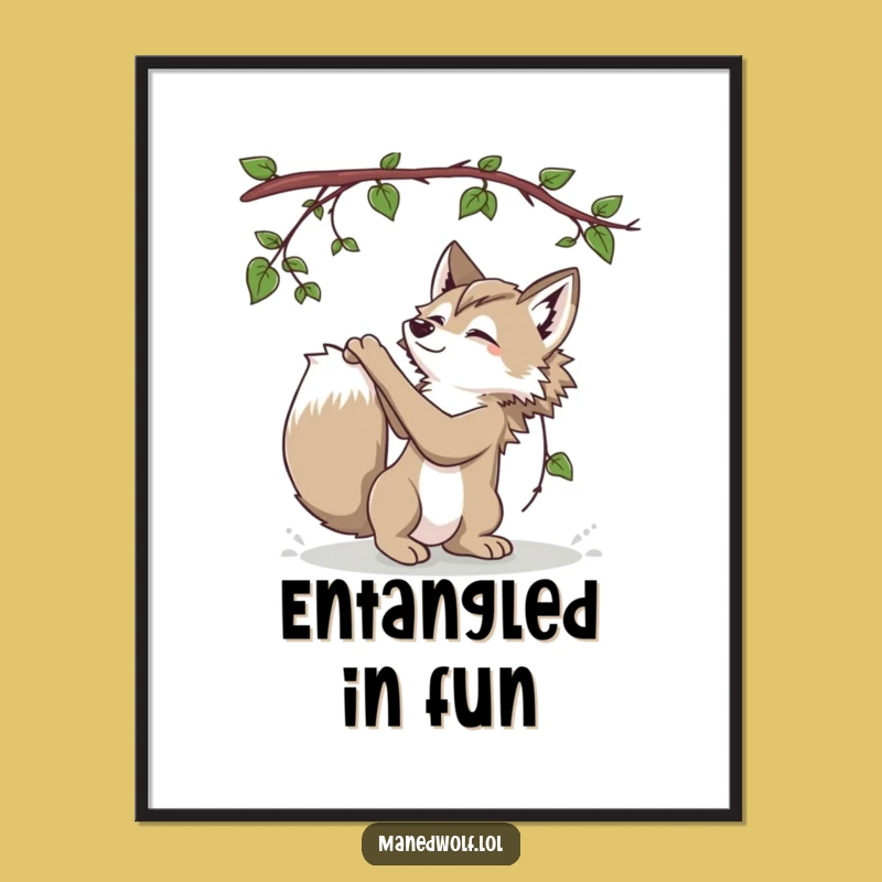 Playful Maned Wolf Poster - Jungle Fun Wall Art