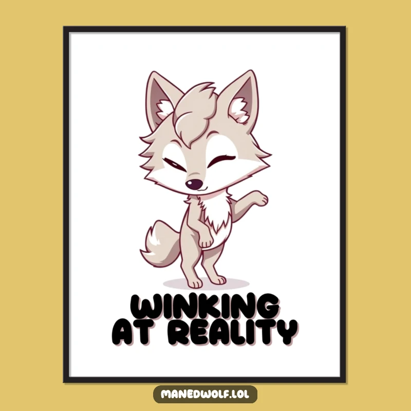 Playful Maned Wolf Wink Poster: Hang Up Your Funny Charm