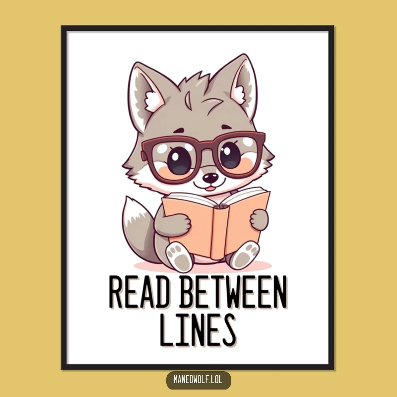 Funny Kawaii Maned Wolf Poster: Adorable Scholar Art Print, Unique Gift