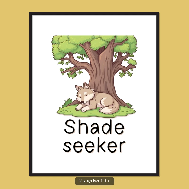 Funny Peaceful Maned Wolf Poster - Tranquil Wall Art for Your Home