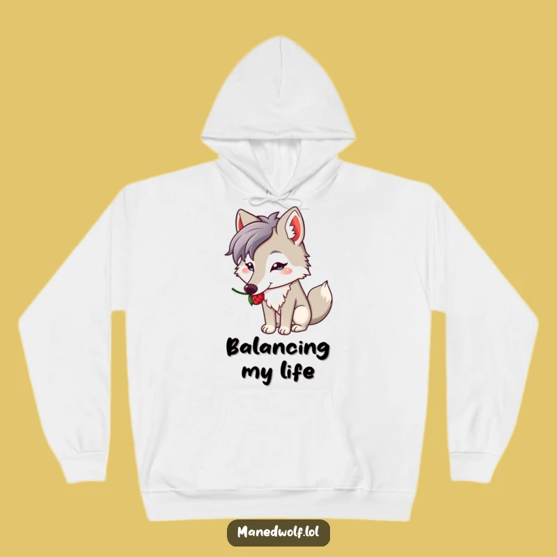 Funny Kawaii Maned Wolf Hoodie: Cozy Berry Balance, Wonderful Funny Gift for Sweet Comfort!
