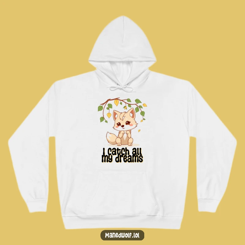 Cozy Funny Kawaii Maned Wolf Hoodie: Playful Leaf Batting Warmth and Style