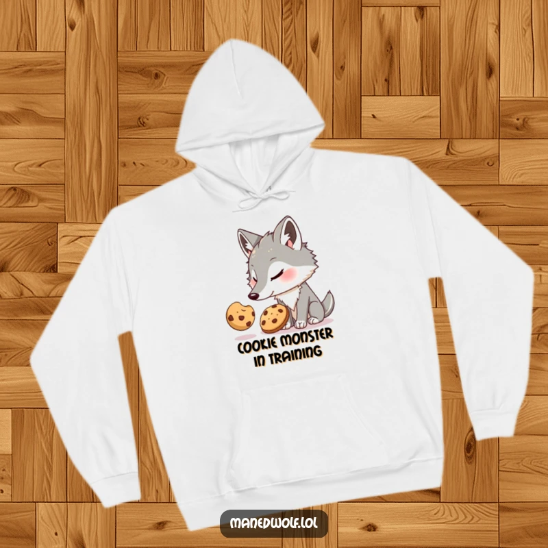 Funny Maned Wolf Hoodie: Cozy maned wolf comically fails to reach a cookie, offering warmth and a humorous, relatable expression.