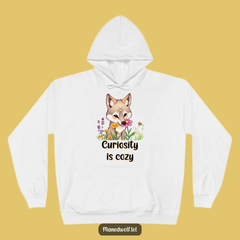 Cozy Funny Maned Wolf Flower Hoodie - Warm & Curious Comfort