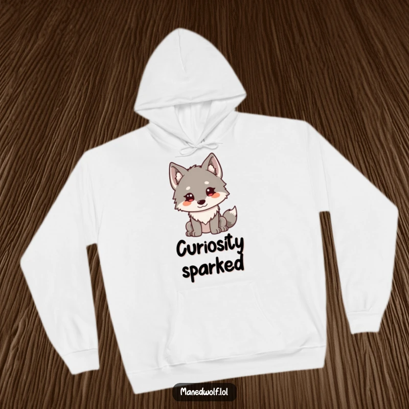Funny Kawaii Maned Wolf Hoodie: A cute maned wolf with ears perked curiously, perfect for cozy contemplation and humor.