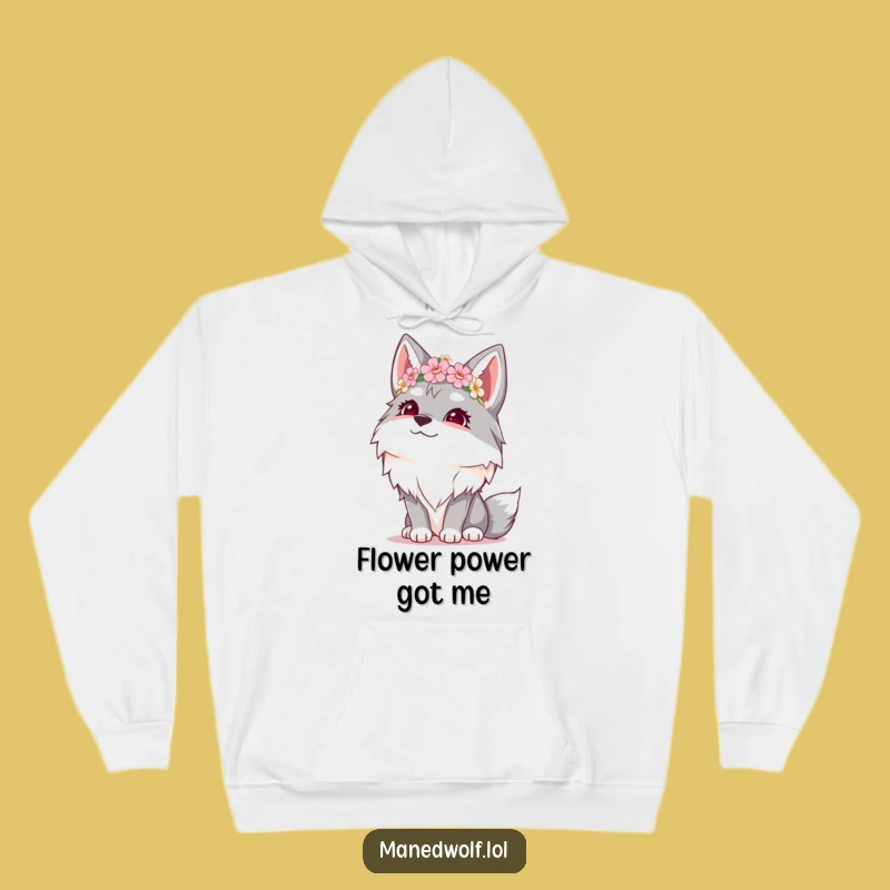Cozy Funny Giggling Maned Wolf Flower Crown Hoodie - Warm & Whimsical Gift