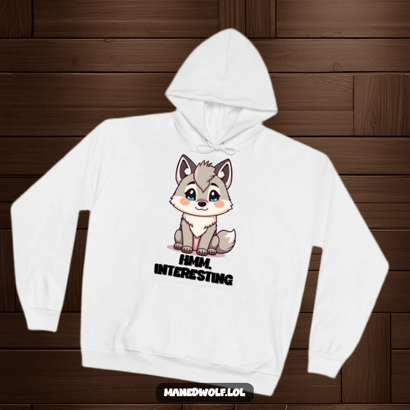 Funny Kawaii maned wolf hoodie with a charming, inquisitive head tilt, offering warmth and a touch of humorous curiosity.