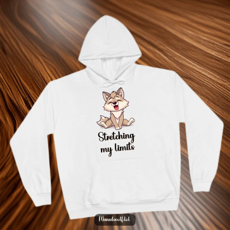 Funny Maned Wolf Yawning Hoodie: A cozy hoodie showcasing a maned wolf character stretching its long legs with a huge, cheerful yawn, super comfy.