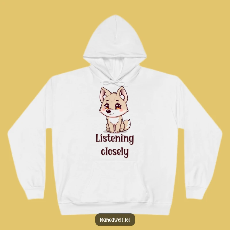 Cozy Funny Curious Maned Wolf Hoodie - Warmth for Your Thoughts