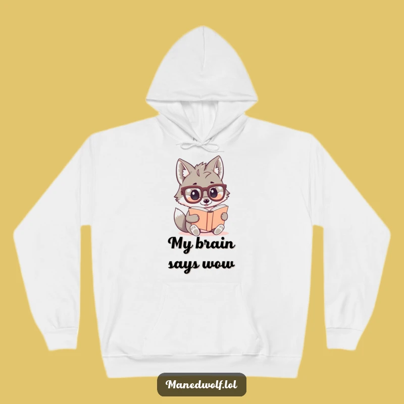 Funny Kawaii Maned Wolf Hoodie: Cozy Scholar Sweatshirt, Perfect Book Lover Gift