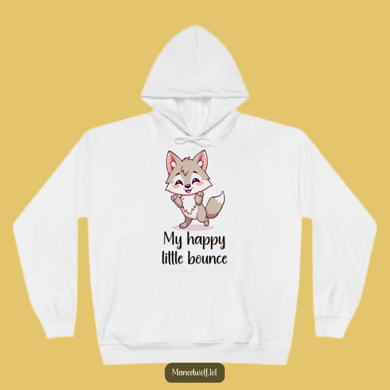Funny Kawaii Maned Wolf Hoodie, Cozy Happy Hop Wolf Sweatshirt, Cheerful Gift