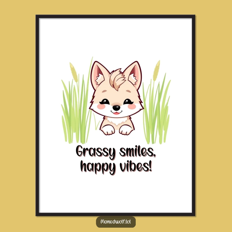 Charming Free Printable Wall Art: Kawaii Wolf Peek Downloadable Decor