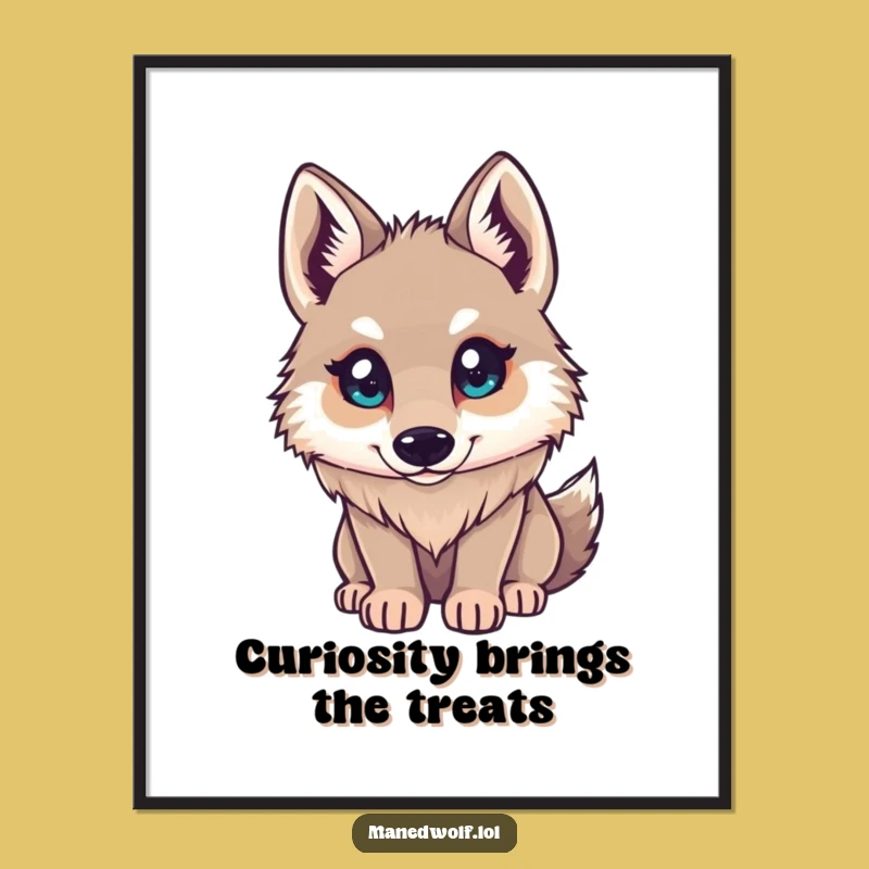 Funny Free Printable Wall Art: Small Maned Wolf with Curious Upward Gaze