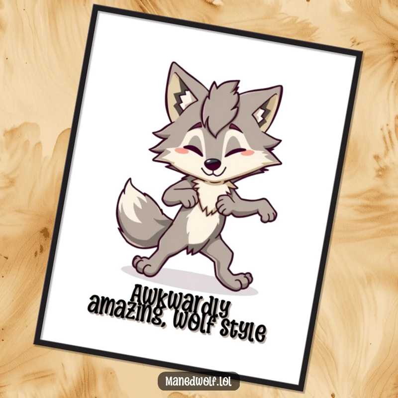 Funny Free Printable Wall Art: Maned wolf performing a comically awkward dance move, adding humor to decor.