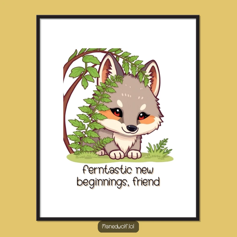 Free Printable Wall Art: Curious Chubby Maned Wolf Peeking Funny Downloadable Decor