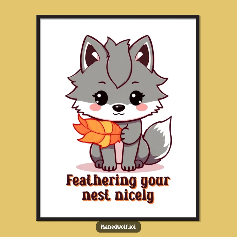 Free Printable Wall Art: Gift-Giving Kawaii Maned Wolf Funny Downloadable Decor