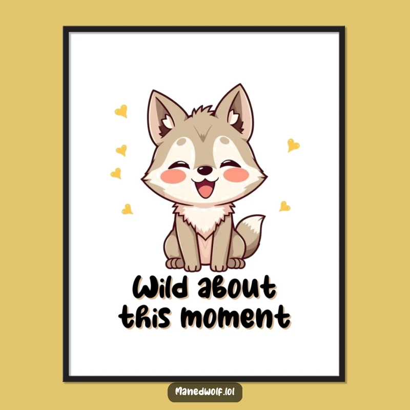 Free Printable Wall Art: Joyful Kawaii Maned Wolf Funny Downloadable Decor