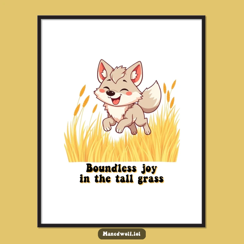 Funny Free Printable Maned Wolf Wall Art Golden Grass Joy
