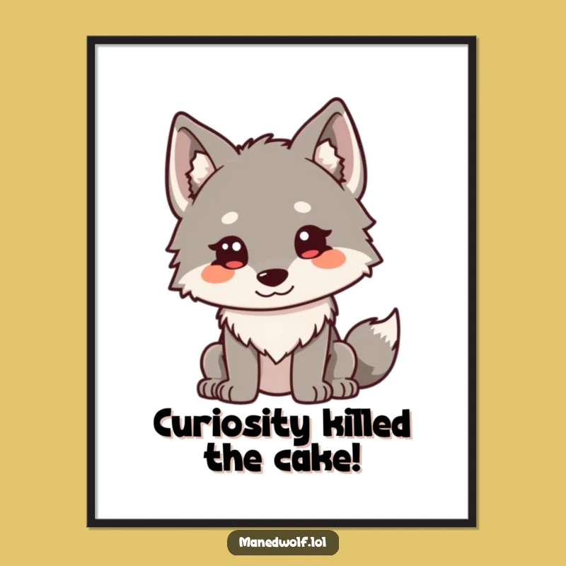Funny Free Printable Wall Art: Curious Kawaii Maned Wolf, Hilarious Downloadable Decor Gift!