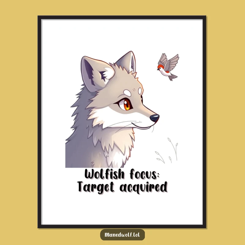Funny Free Printable Wall Art: Maned Wolf's Intense Gaze, Downloadable Art Gift!