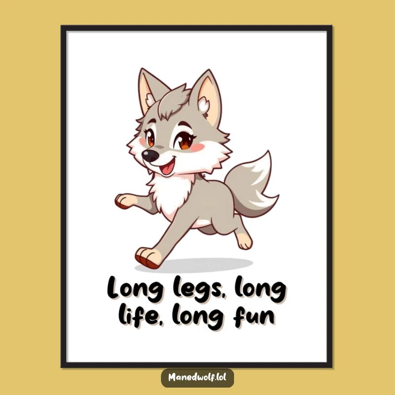 Funny Free Printable Wall Art: Maned Wolf Trotting - Quirky Downloadable Decor!