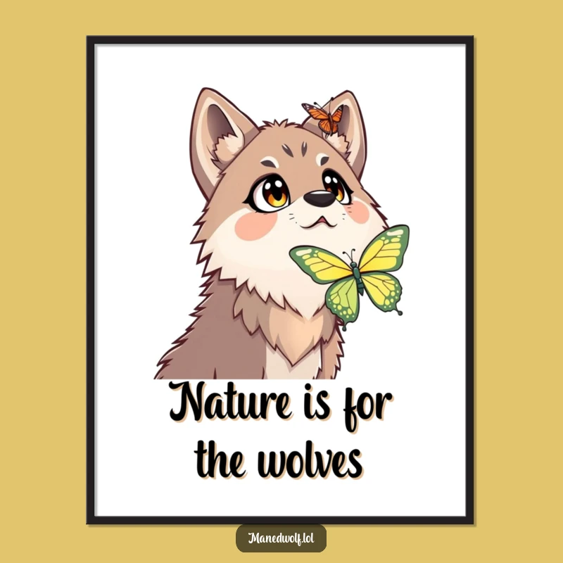 Funny Free Printable Wall Art: Surprised Maned Wolf Art - Downloadable Decor