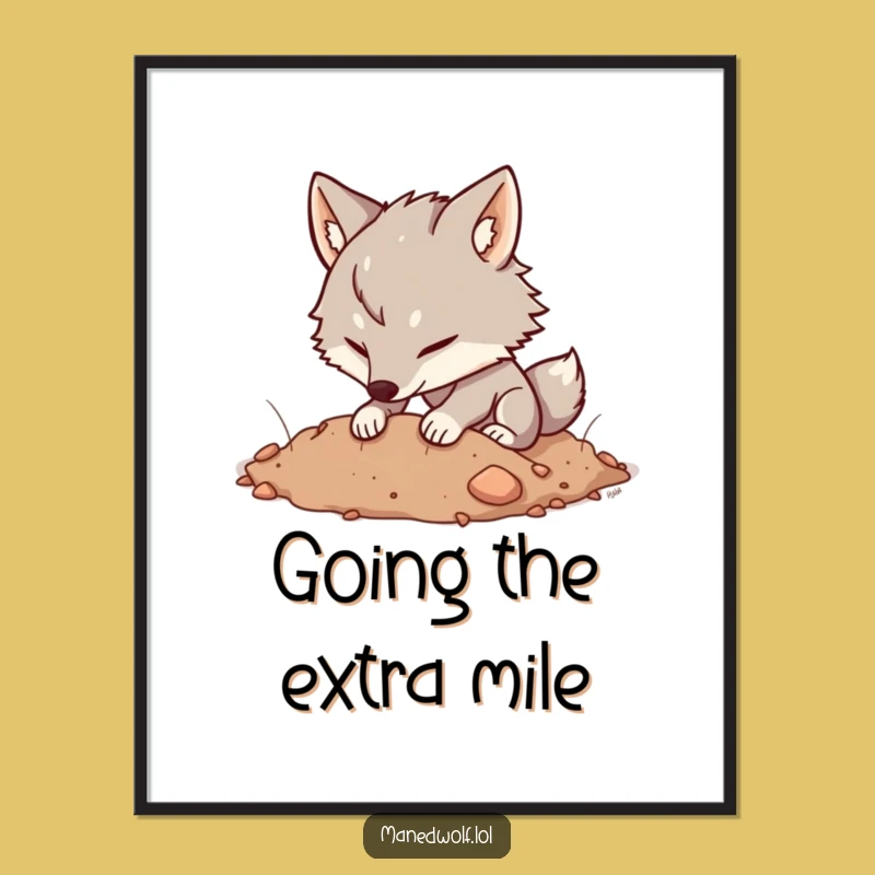 Free Printable Wall Art: Digging Kawaii Maned Wolf Funny Downloadable Decor