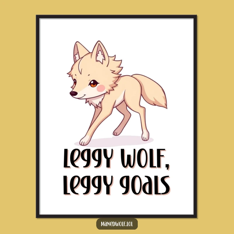 Free Printable Wall Art: Funny Kawaii Maned Wolf Striding Long Legs - DIY Decor