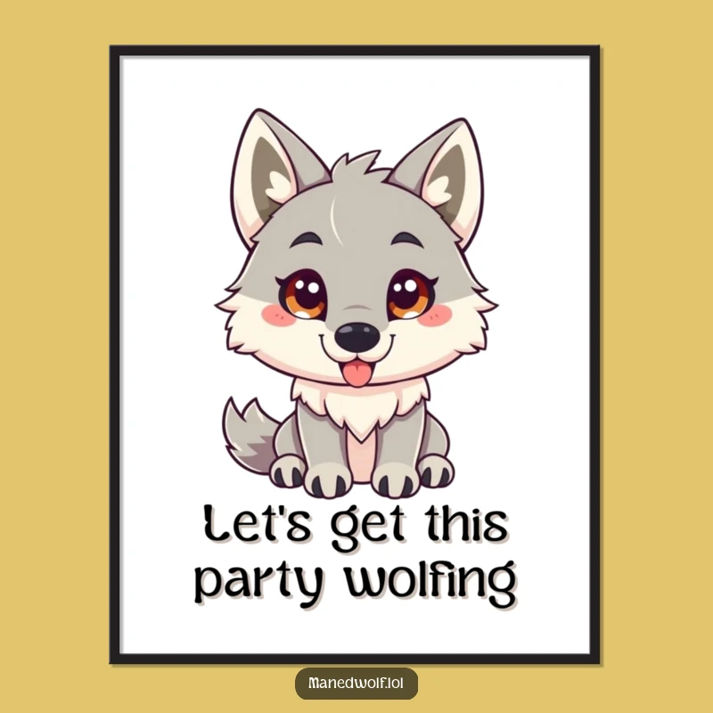 Funny Free Printable Wall Art: Playful Maned Wolf Art - Downloadable Decor