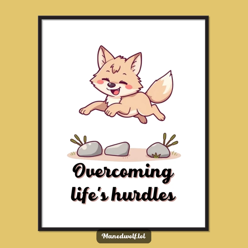 Free Printable Wall Art: Maned Wolf Leaping, Dynamic Downloadable Decor for Inspiring Spaces