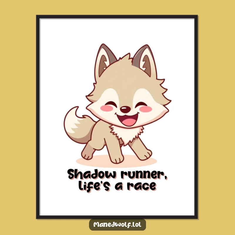 Free Printable Funny Maned Wolf Wall Art: Shadow Chasing Joy Downloadable Decor