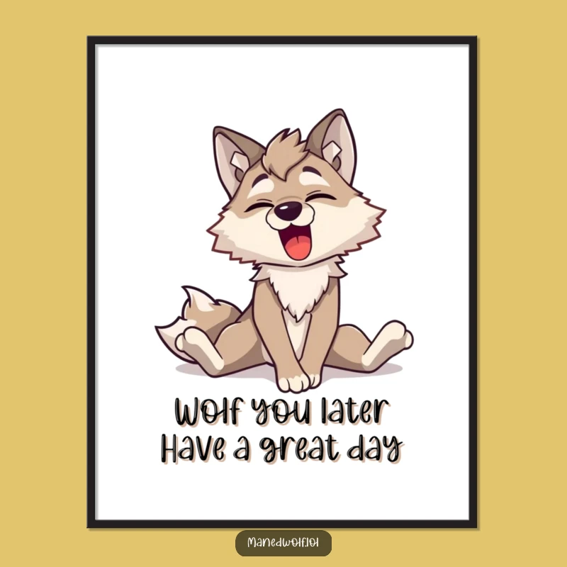 Free Printable Wall Art: Humorous Maned Wolf Stretch for Funny Downloadable Home Decor