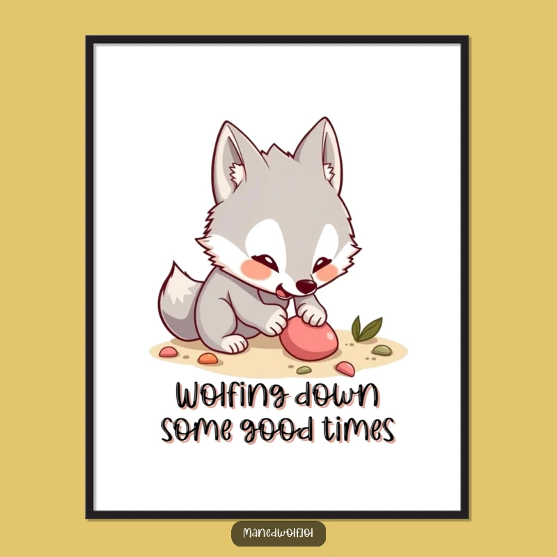 Free Printable Wall Art: Excited Maned Wolf Digging, Funny Downloadable Decor