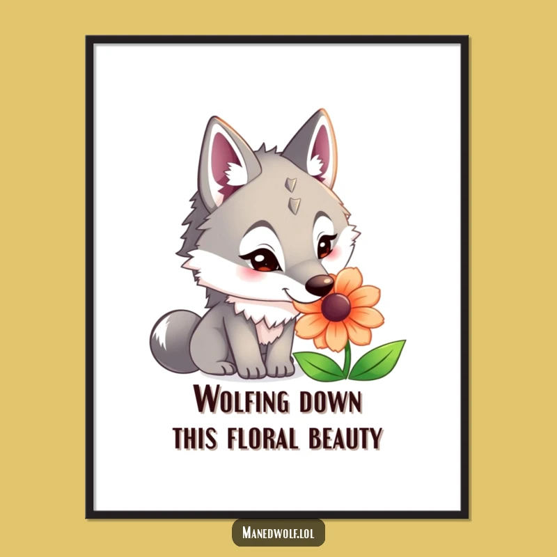 Funny Free Printable Wall Art: Maned Wolf Flower Sniff, Quirky Downloadable Decor