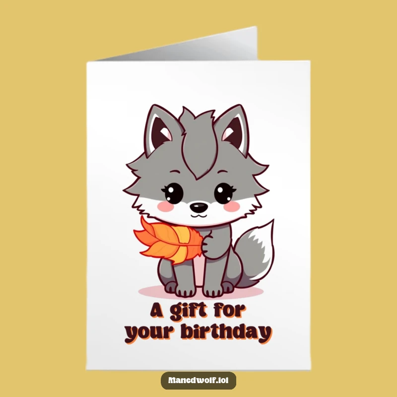 Free Printable Birthday Card: Gift-Giving Kawaii Maned Wolf Funny Downloadable