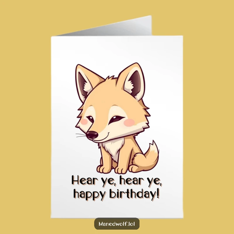 Free Printable Bday Card: Cute Maned Wolf Listening, Perfect Funny Gift