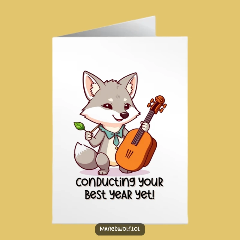 Free Printable Birthday Card: Conducting Maned Wolf - Funny Downloadable Gift for Maestro Moments