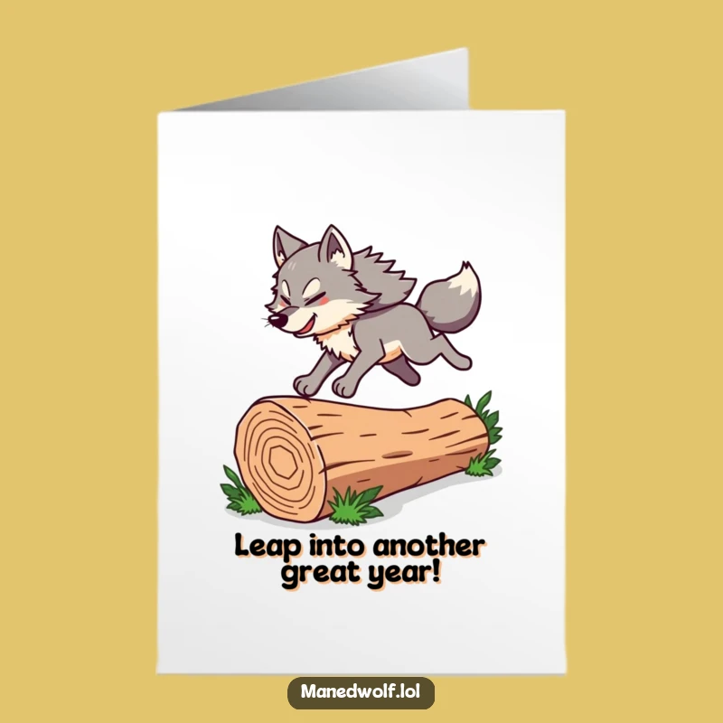 Free Printable Birthday Card: Energetic Maned Wolf Leaping Fun Downloadable Gift!