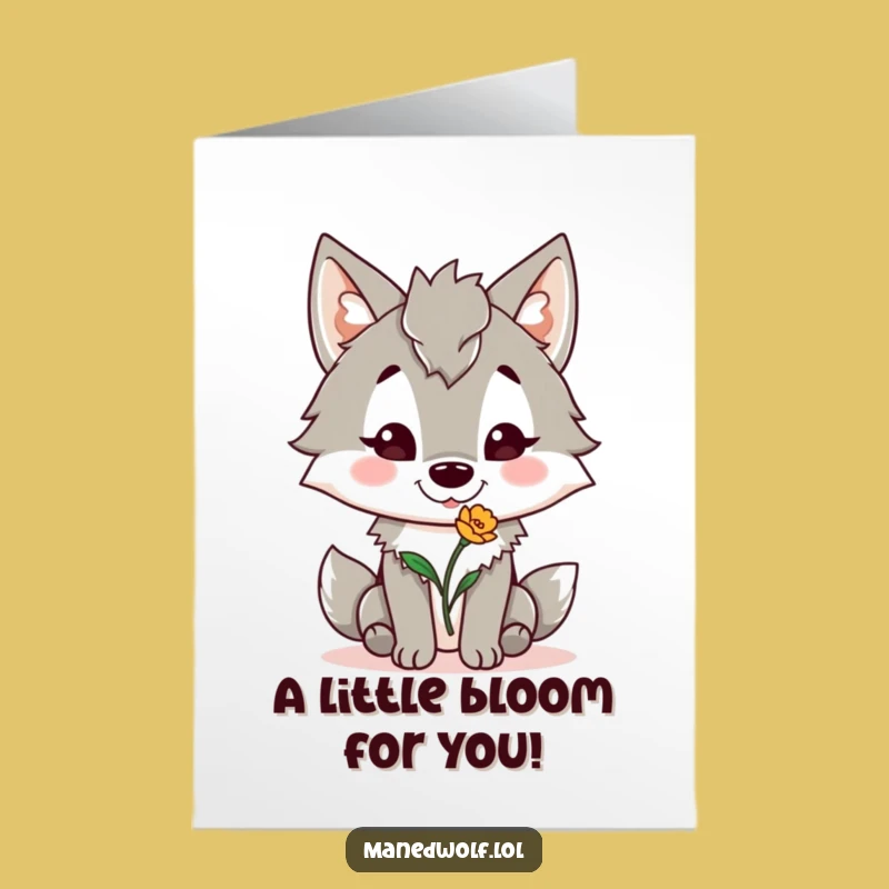 Free Printable Birthday Card: Maned Wolf's Wobbly Flower Birthday Wish