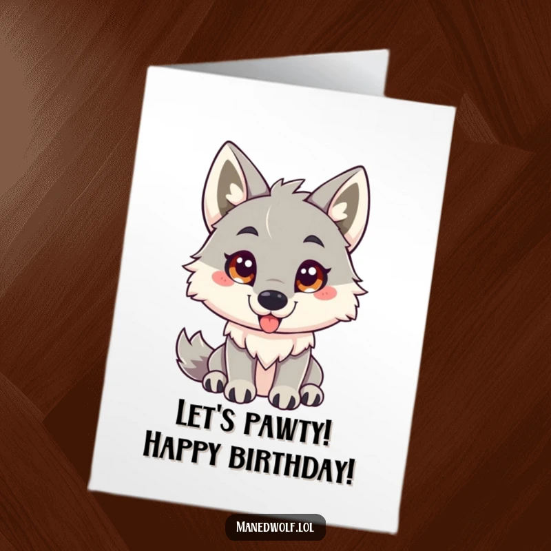 Funny Free Printable Birthday Card: An inviting maned wolf with a playful gaze, eager for birthday fun.