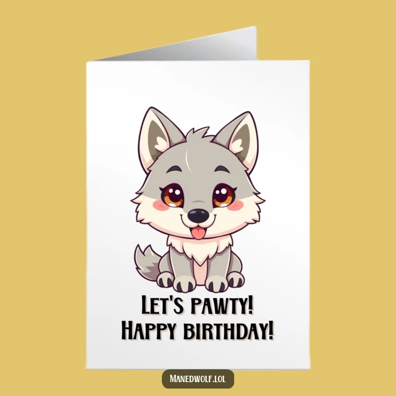 Free Printable Birthday Card: Playful Maned Wolf - Fun Downloadable Gift