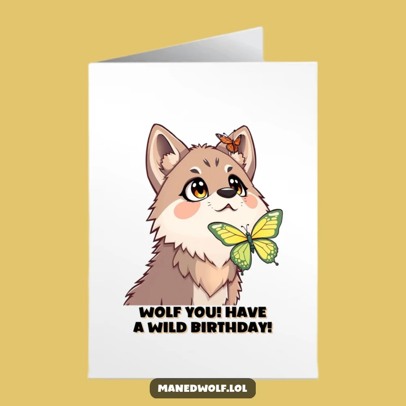 Free Printable Birthday Card: Surprised Maned Wolf - Funny Downloadable Gift