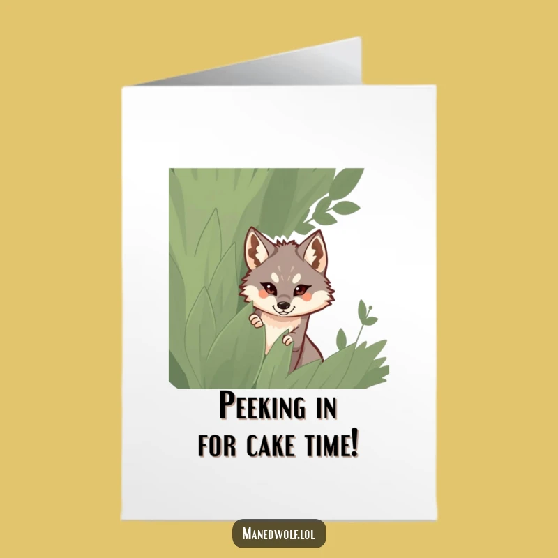 Funny Free Printable Card: Maned Wolf Peeking - Surprise Birthday Download