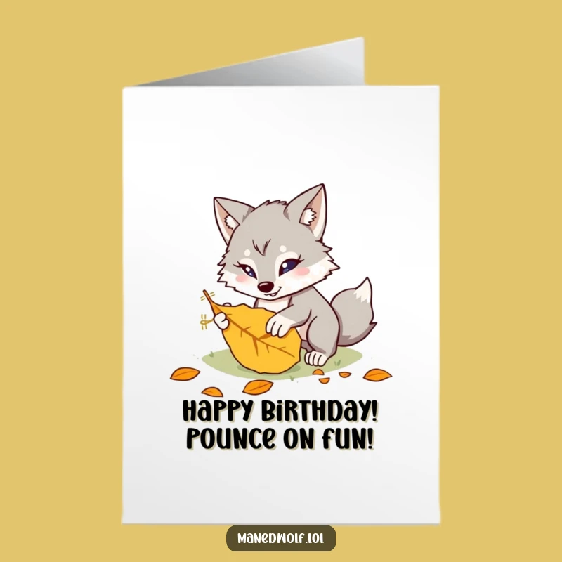 Free Printable Birthday Card: Maned Wolf Leaf Fun Downloadable Gift