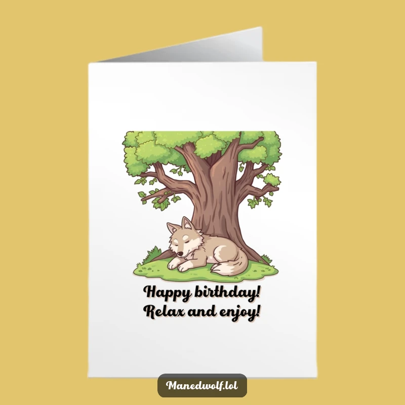 Free Printable Birthday Card: Peaceful Maned Wolf - Chill Downloadable Gift