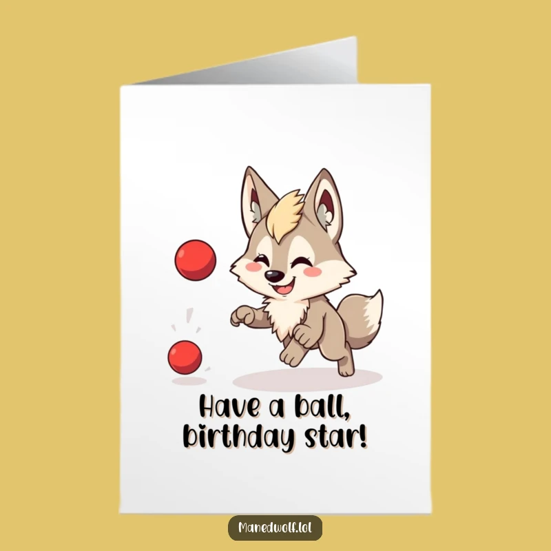 Free Printable Playful Maned Wolf Birthday Card: Fun & Funny Downloadable Gift