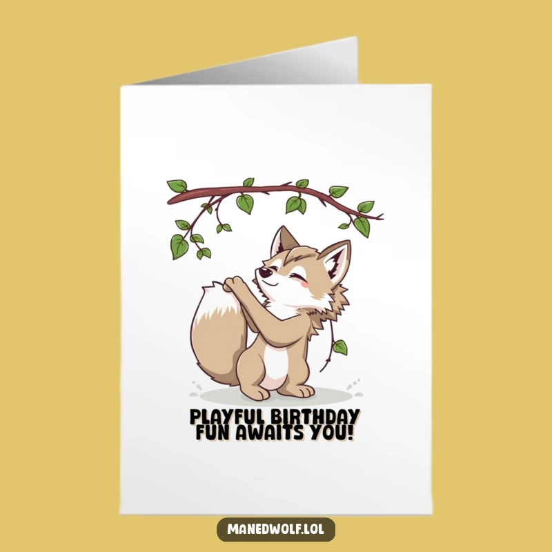 Free Printable Birthday Card: Playful Maned Wolf Fun, Whimsical Downloadable Gift!