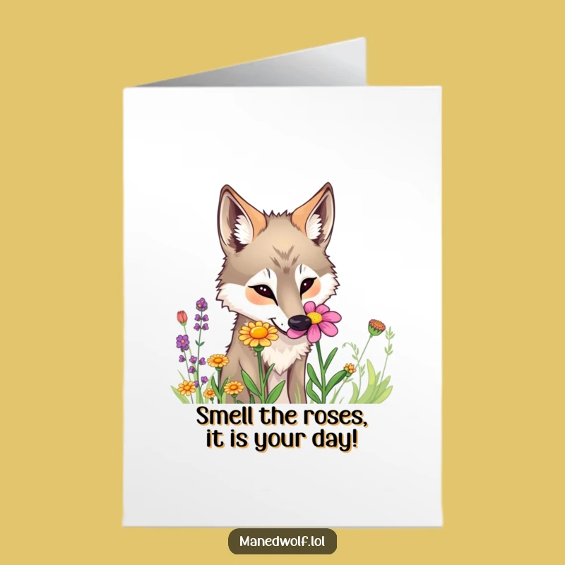 Free Printable Funny Maned Wolf Birthday Card Wildflower Curiosity