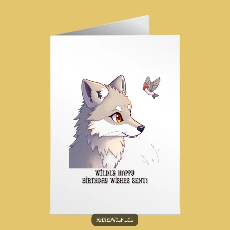 Free Printable Birthday Card: Funny Maned Wolf Staring, Perfect Downloadable Gift!