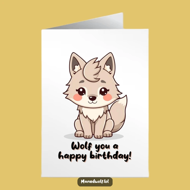 Free Printable Maned Wolf Birthday Card: Funny Downloadable Gift for Animal Lovers